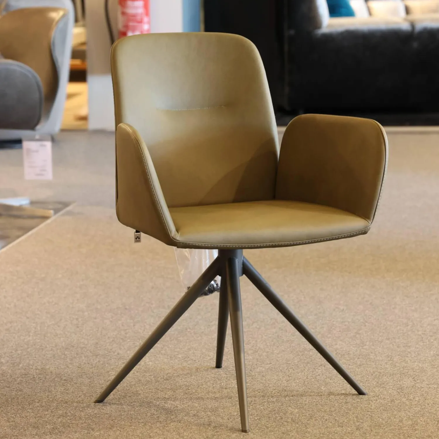 Hülsta Stuhlsets|6er Set Stuhl S1000 Leder Senf Gelb Und Leder Grün Gestell Pulverbeschichtet Anthrazit