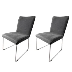 Hülsta Stuhlsets|2er Set Stuhl S21 Now Stoff S281 Anthrazit Gestell Metall Verchromt