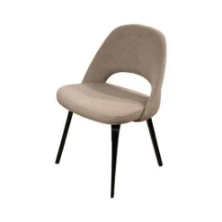 Knoll International Stuhlsets|3er Set Stuhl Saarinen Konferenz Stoff Colorado Schlamm Beige Braun Gestell Eiche Auf Ebenholz