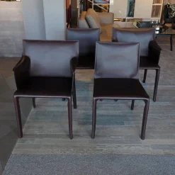 Walter Knoll Stuhlsets|4er Set Stuhl Saddle Chair Leder Saddle Braun 2 Stühle Mit 2 Stühle Ohne Armlehne