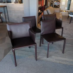 Walter Knoll Stuhlsets|4er Set Stuhl Saddle Chair Leder Saddle Braun 2 Stühle Mit 2 Stühle Ohne Armlehne