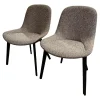 Walter Knoll Stuhlsets|2er Set Stuhl Sheru 1430 C Stoff Talent 10787896 Grau Rücken Leder Rodeo Soft 1417 Pebble Grau Braun Füße Eiche Alurahmen Schwarz