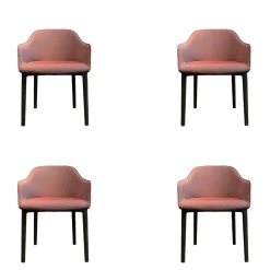 Vitra Stuhlsets|4er Set Stuhl Softshell Chair Bezug Stoff Plano 16 Dunkelrot Vierbein Gestell Basic Dark 20 Schwarz