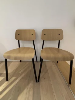 Fermob Stuhlsets|2er Set Stuhl Studie Eichenholz Furniert Gestell Aluminiumrohr Schwarz