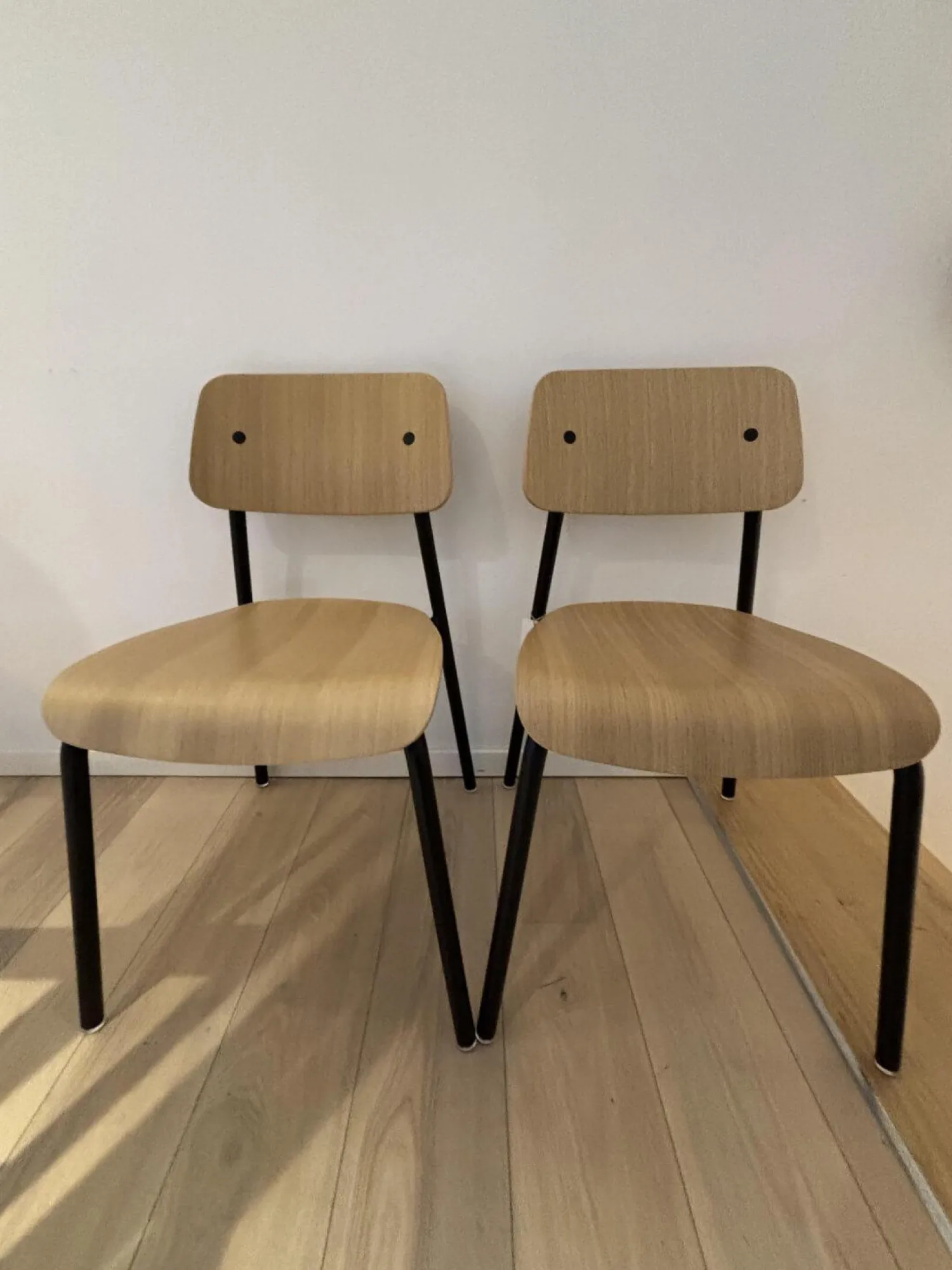 Fermob Stuhlsets|2er Set Stuhl Studie Eichenholz Furniert Gestell Aluminiumrohr Schwarz