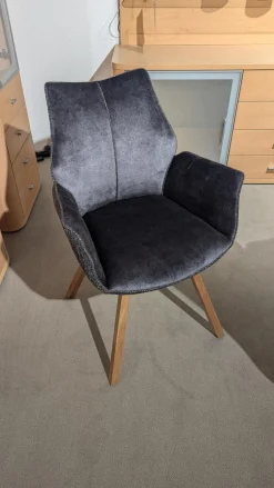 MCA Furniture Stuhlsets|6er Set Stuhl Tacoma Stoff Vintage Struktur Grün Und Anthrazit Gestell Eiche Massiv Klar Lackiert Drehbar