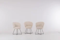 Werther Stuhlsets|3er Set Stuhl Trick Stoff U2382G Weiß Beige Gestell Draht Schwarz Inklusive Drehbeschlag