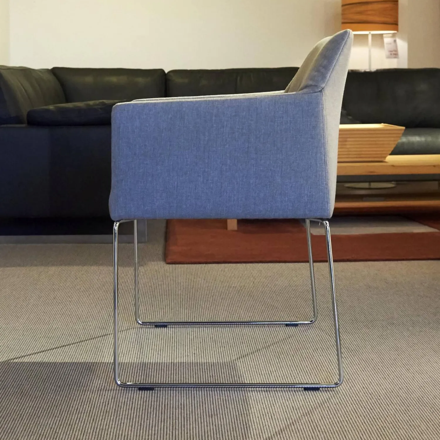 Violetta Stuhlsets|4er Set Stuhl Trient Stoff 10 113 London Dess Milchkaffe Grau Weiß Gestell Chrom Glanz