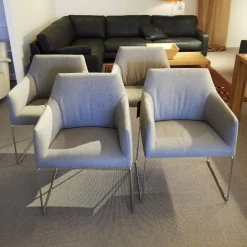 Violetta Stuhlsets|4er Set Stuhl Trient Stoff 10 113 London Dess Milchkaffe Grau Weiß Gestell Chrom Glanz