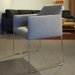 Violetta Stuhlsets|4er Set Stuhl Trient Stoff 10 113 London Dess Milchkaffe Grau Weiß Gestell Chrom Glanz