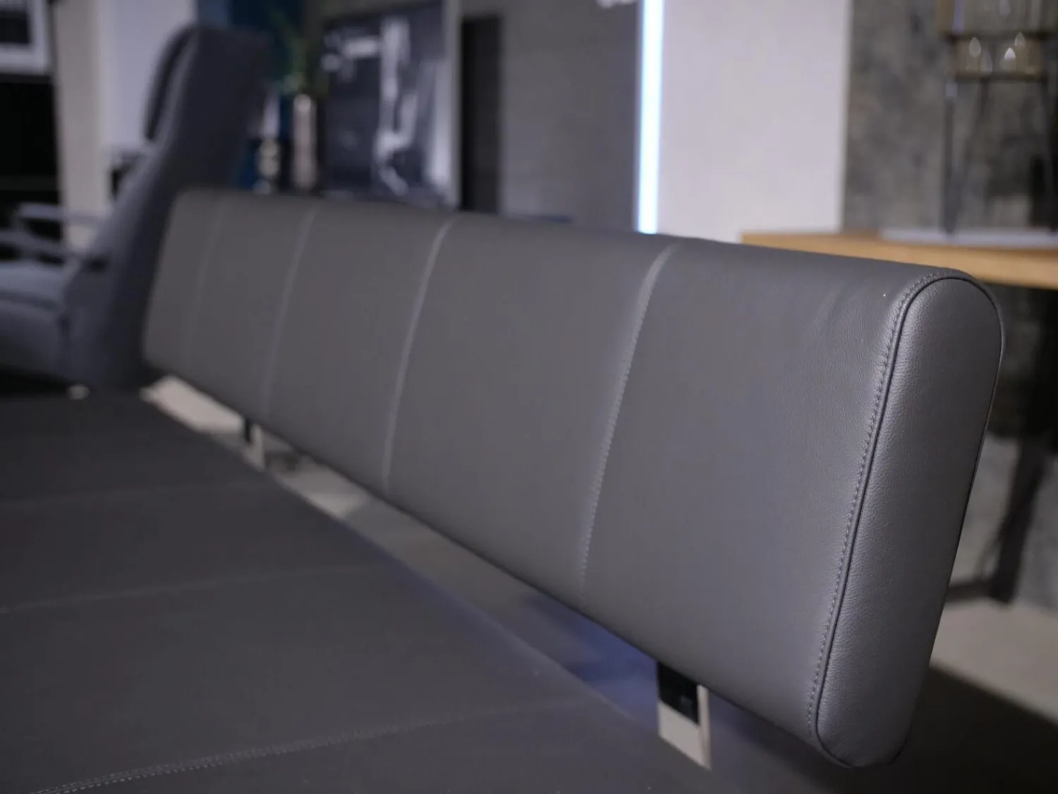 Bacher Stuhlsets|3er Set Stuhl Und Essbank Mirado Leder 1024 Anthrazit Gestell Flachstahl Verchromt