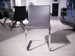 Bacher Stuhlsets|3er Set Stuhl Und Essbank Mirado Leder 1024 Anthrazit Gestell Flachstahl Verchromt