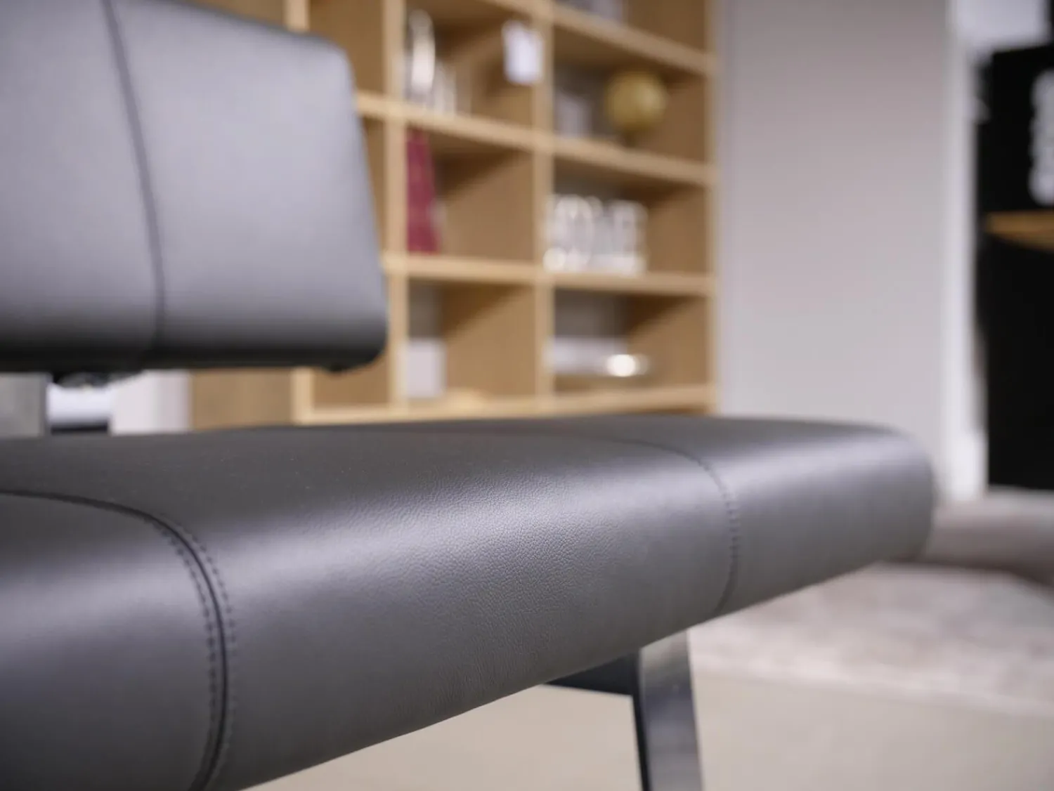 Bacher Stuhlsets|3er Set Stuhl Und Essbank Mirado Leder 1024 Anthrazit Gestell Flachstahl Verchromt