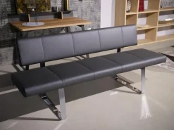 Bacher Stuhlsets|3er Set Stuhl Und Essbank Mirado Leder 1024 Anthrazit Gestell Flachstahl Verchromt