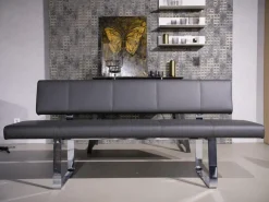 Bacher Stuhlsets|3er Set Stuhl Und Essbank Mirado Leder 1024 Anthrazit Gestell Flachstahl Verchromt