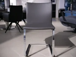 Bacher Stuhlsets|3er Set Stuhl Und Essbank Mirado Leder 1024 Anthrazit Gestell Flachstahl Verchromt