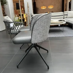 KFF Stuhlsets|2er Set Stuhl V2 Gaia LNE 10109 STV2 Bezug Innen Leder Sauvage Anthrazit 8102 Grau Außen Sonderbezug Hellgrau Gestell 4 Fuß Stern SL Struktur M02 Schwarz Mit Kunststoffgleitern