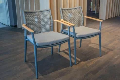 Solpuri Gartenstühle|2er Set Stuhl Vera Outdoor Stoff Bombay Hellgrau Gestell Aluminium Anthrazit