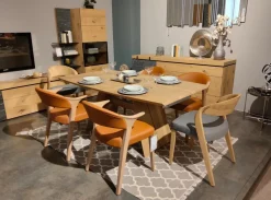 Voglauer Stuhlsets|6er Set Stuhl V-Rock Stoff Curl Steel Grau Und Leder LV Cognac Orange Braun Gestell Alteiche Rustiko