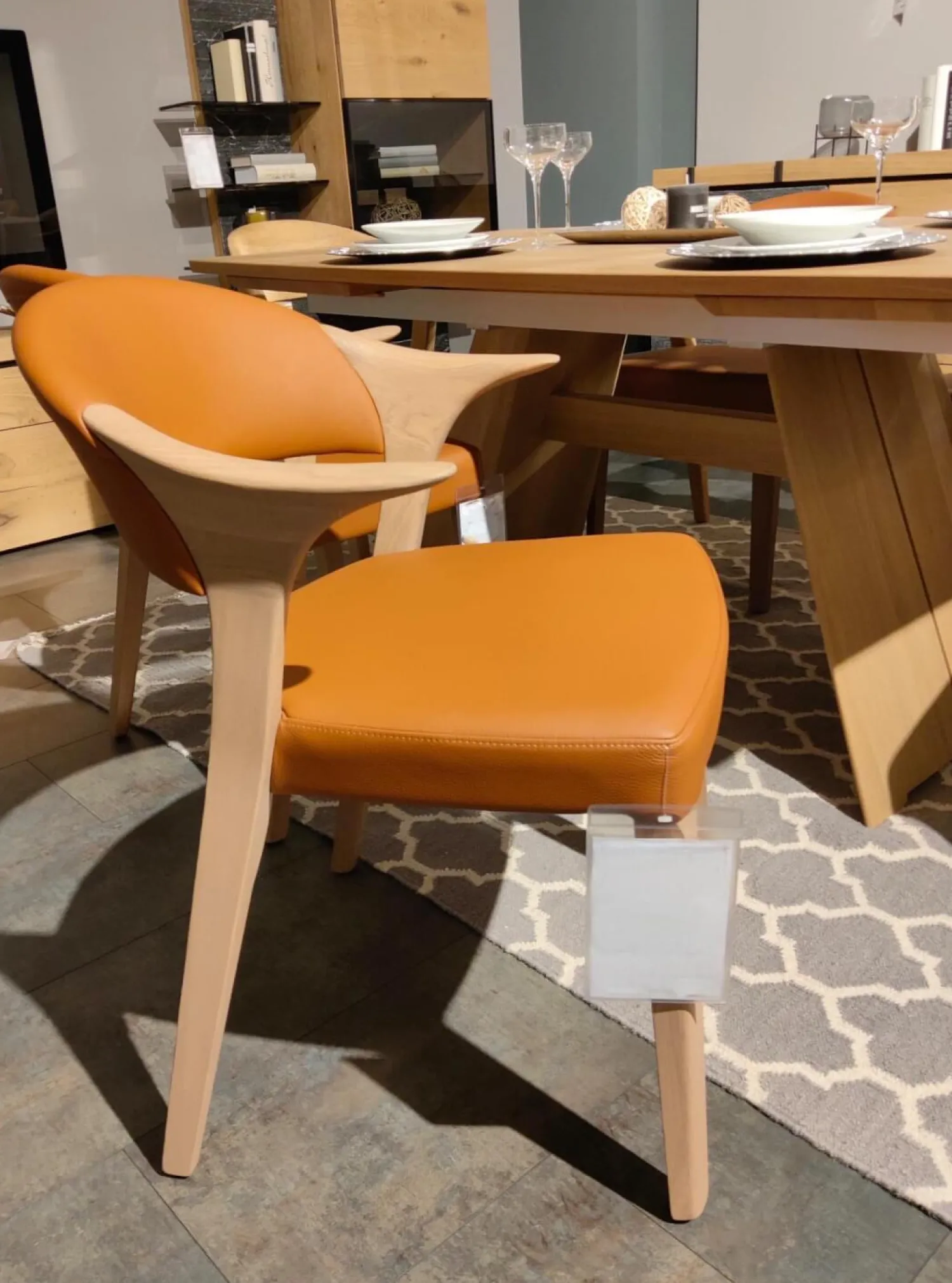 Voglauer Stuhlsets|6er Set Stuhl V-Rock Stoff Curl Steel Grau Und Leder LV Cognac Orange Braun Gestell Alteiche Rustiko