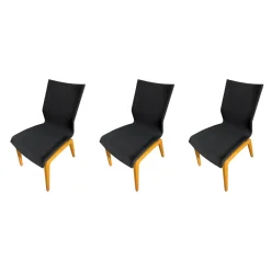 Wimmer Stuhlsets|3er Set Stuhl ZS90 Zweigl Stoff ST510 Tundra Schwarz Gestell Rustikal Asteiche Massivholz Geölt