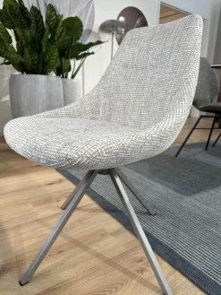 Contur Stuhlsets|6er Set Stuhlgruppe Pegara 13 Bezug Stoff Coco Und Shell 196 Grau Drehgestell Prisma Silber Mit Gleitern Schwarz