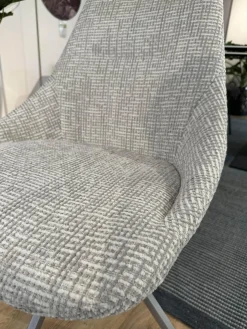 Contur Stuhlsets|6er Set Stuhlgruppe Pegara 13 Bezug Stoff Coco Und Shell 196 Grau Drehgestell Prisma Silber Mit Gleitern Schwarz