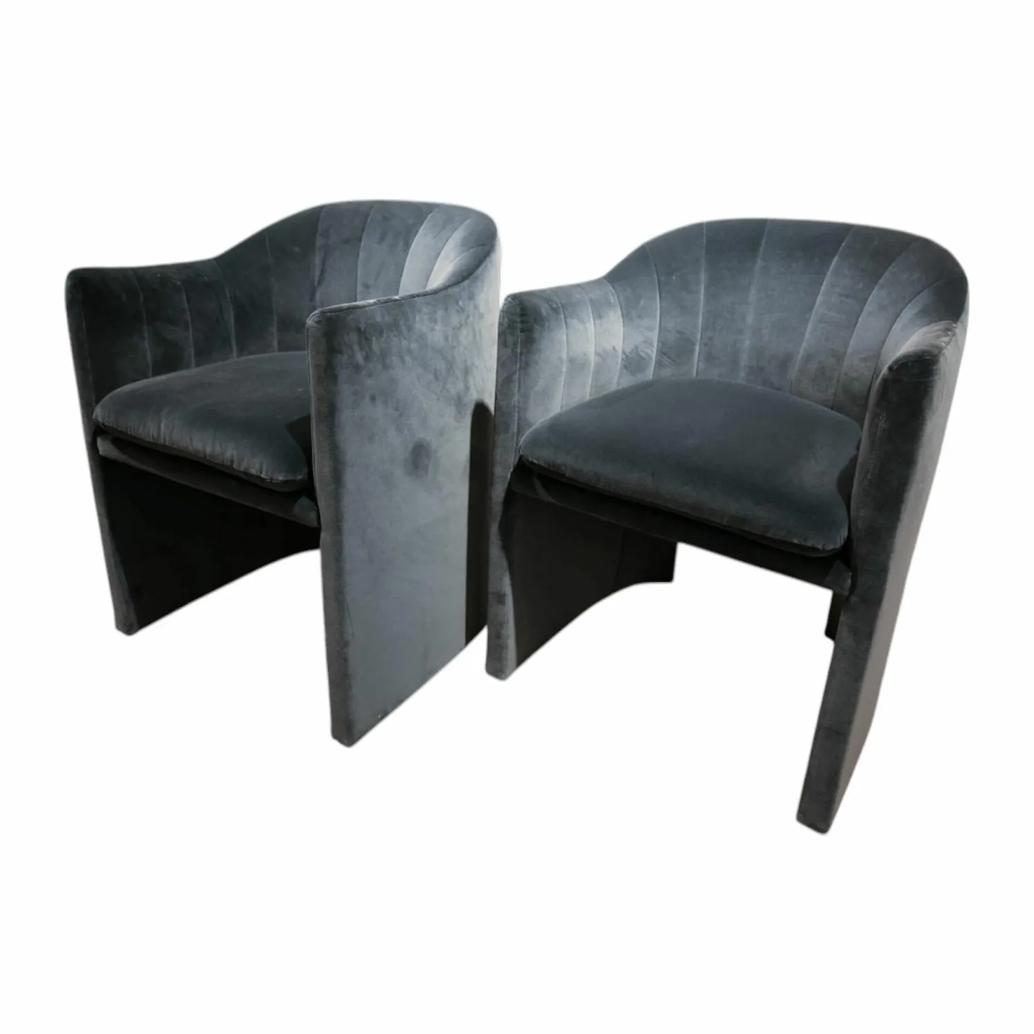 &tradition Stuhlsets|2er Set Stuhlsessel Loafer Stoff Velvet 10 Twilight Grau Gestell Schwarz