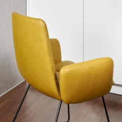 KFF Stuhlsets|2-er Stuhlgruppe Arva Light Mit Armlehne Leder Sauvage Citrin 8118 Drahtkufe Schwarz