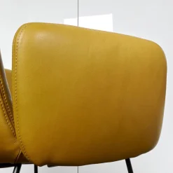 KFF Stuhlsets|2-er Stuhlgruppe Arva Light Mit Armlehne Leder Sauvage Citrin 8118 Drahtkufe Schwarz