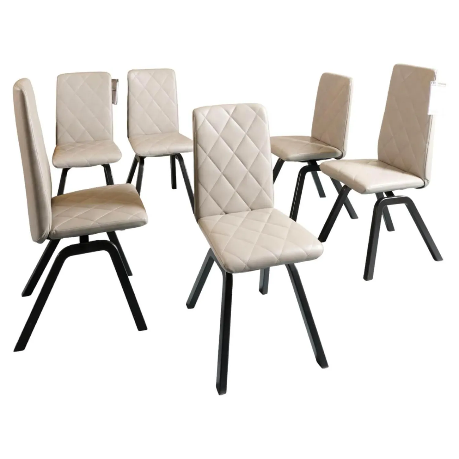 Stressless Stuhlsets|6-er Stuhlgruppe Mango Leder Paloma Silver Grey Gestell Schwarz 36 Buche Gebeizt Und Lackiert Mit Balance Adapt