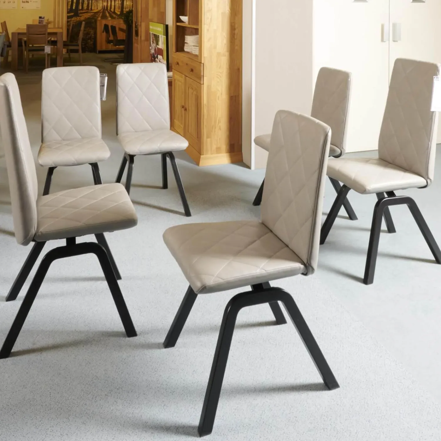 Stressless Stuhlsets|6-er Stuhlgruppe Mango Leder Paloma Silver Grey Gestell Schwarz 36 Buche Gebeizt Und Lackiert Mit Balance Adapt