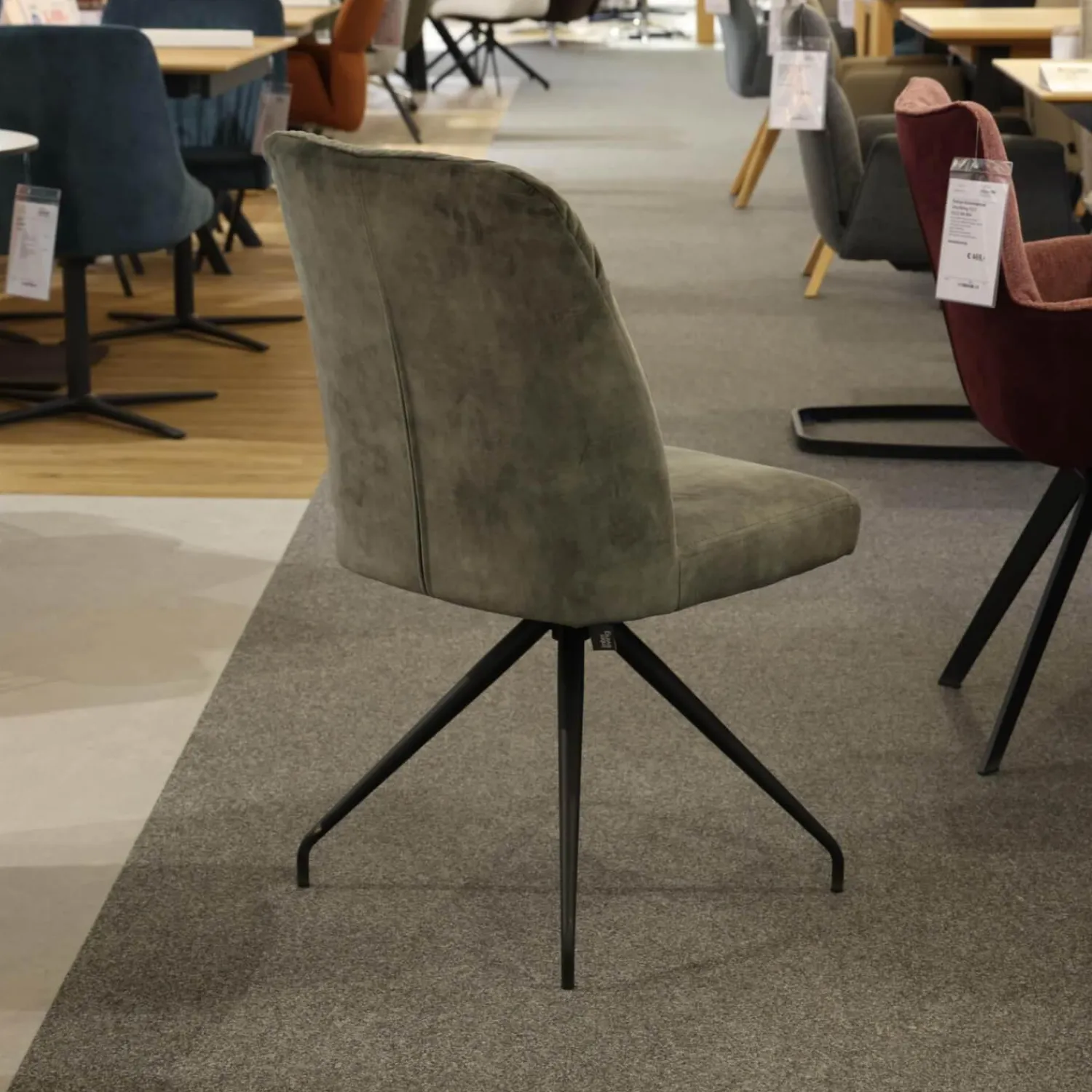 Mobitec Stuhlsets|6er-Ser Set Stuhl 5110 Stoff Genova Forest Grau Gestell Metall Schwarz