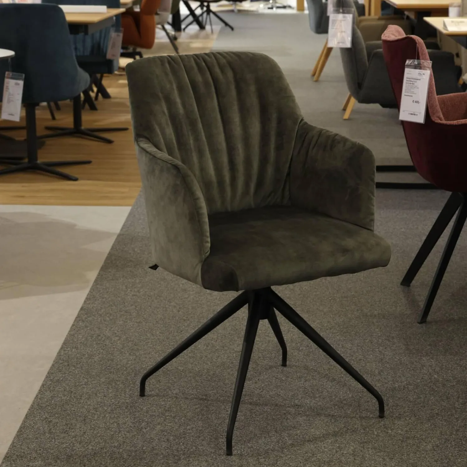 Mobitec Stuhlsets|6er-Ser Set Stuhl 5110 Stoff Genova Forest Grau Gestell Metall Schwarz