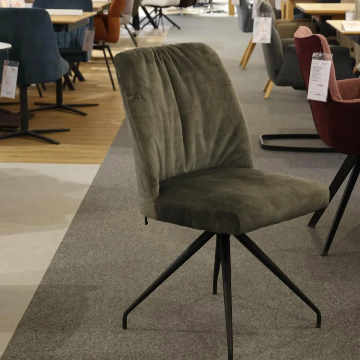 Mobitec Stuhlsets|6er-Ser Set Stuhl 5110 Stoff Genova Forest Grau Gestell Metall Schwarz