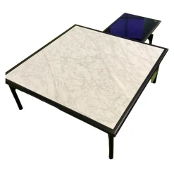 Rolf Benz Couchtische|2er-Set 901 Couchtisch Tischplatte Naturstein Carrara Gestell Buche Schwarz