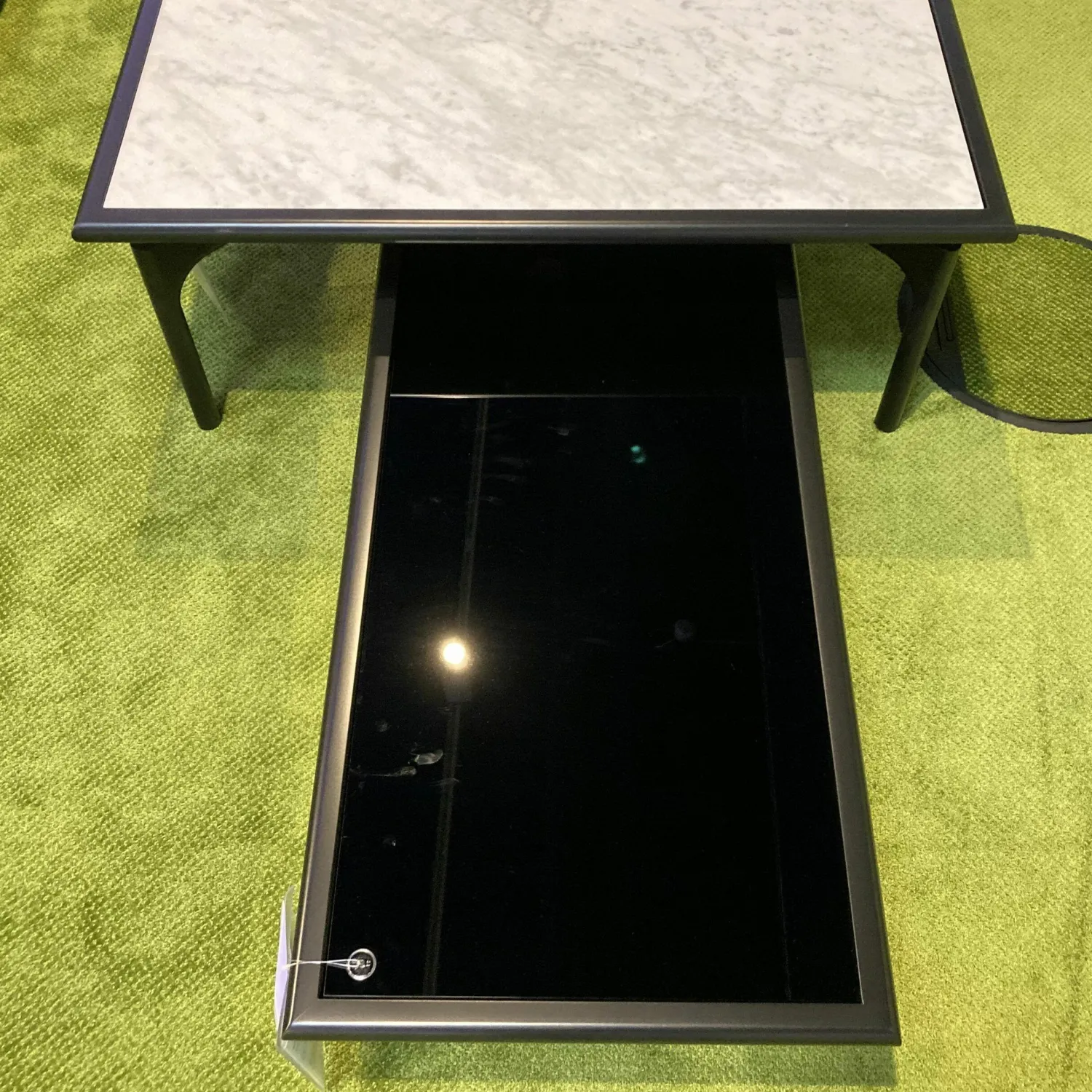 Rolf Benz Couchtische|2er-Set 901 Couchtisch Tischplatte Naturstein Carrara Gestell Buche Schwarz