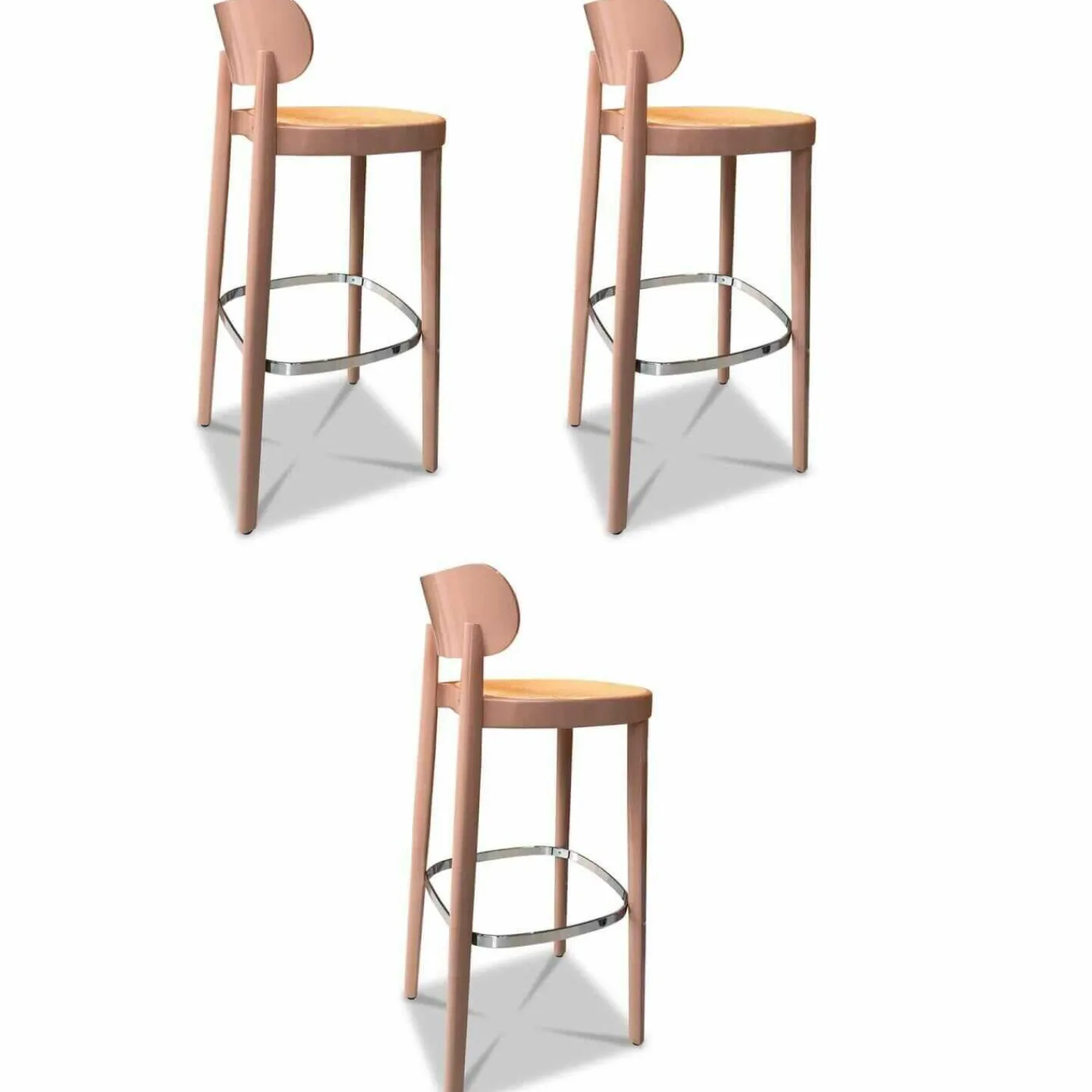 Thonet Barhocker & Barstühle|3er-Set 118 H Barstuhl Buche Hochglanz Lackiert Altrosa
