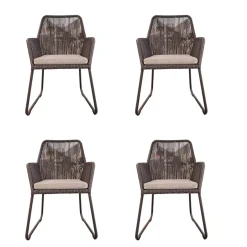 Sit Mobilia Gartenstühle|4er-Set Armlehnstuhl Allanis Bezug Stoff Copacabana White Grey 165 Grau Kufengestell Aluminium Anthrazit