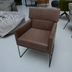 KFF Stuhlsets|5er-Set Armlehnstuhl Caal Leder Wildanilin Braun 8001 Drahtkufengestell