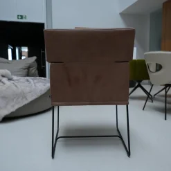 KFF Stuhlsets|5er-Set Armlehnstuhl Caal Leder Wildanilin Braun 8001 Drahtkufengestell