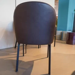 Freifrau Stuhlsets|3er-Set Armlehnstuhl Celine Leder Sahara Canelo 60015 Braun Gestell Stahl Schwarz