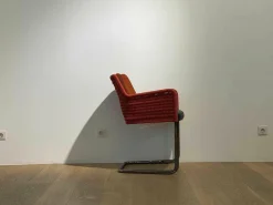 Tecta Stuhlsets|4er-Set Armlehnstuhl D43 Geflecht Rot Sitzkissen Leder Rückenkissen Stoff