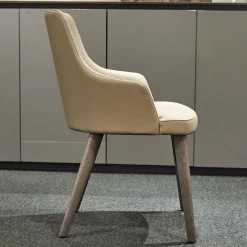 San Giacomo Stuhlsets|2er-Set Armlehnstuhl Eva Bezug Kunstleder A Talpa Beige Gestell Eiche Grigio Grau