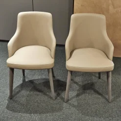 San Giacomo Stuhlsets|2er-Set Armlehnstuhl Eva Bezug Kunstleder A Talpa Beige Gestell Eiche Grigio Grau