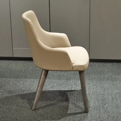 San Giacomo Stuhlsets|2er-Set Armlehnstuhl Eva Bezug Kunstleder A Talpa Beige Gestell Eiche Grigio Grau