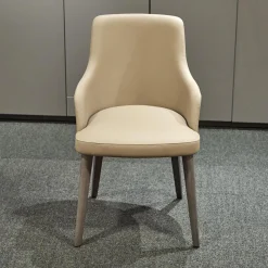 San Giacomo Stuhlsets|2er-Set Armlehnstuhl Eva Bezug Kunstleder A Talpa Beige Gestell Eiche Grigio Grau