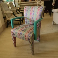 Luxus Stuhlsets|2er-Set Armlehnstuhl Extra Stoff Mehrfarbig Lack Hochglanz Grün