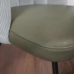 KFF Stuhlsets|2er-Set Armlehnstuhl Gaia Rundrohrgestell Bezug Rücken Stoff Lisboa Farbe 18 Sitz Leder Silk Dark Olive