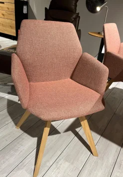 Schöner Wohnen-Kollektion Stuhlsets|4er-Set Armlehnstuhl Honey Stoff Cardiff Rot Füße Wildeiche Hell Geölt